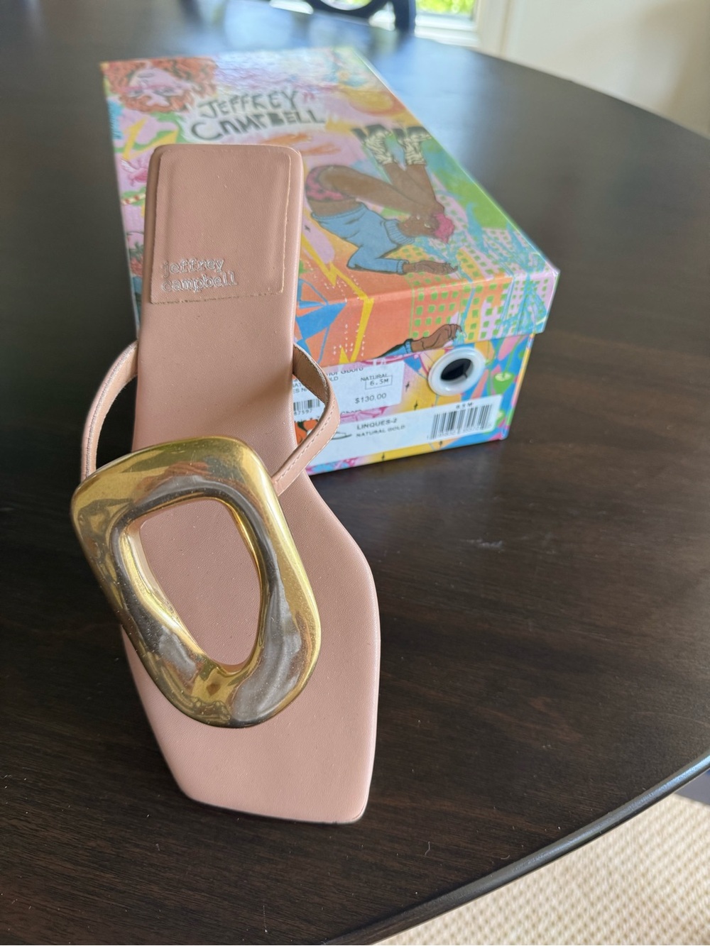 Jeffrey Campbell Nude Mule with Gold Sculptural Accent 6.5 worn 2x